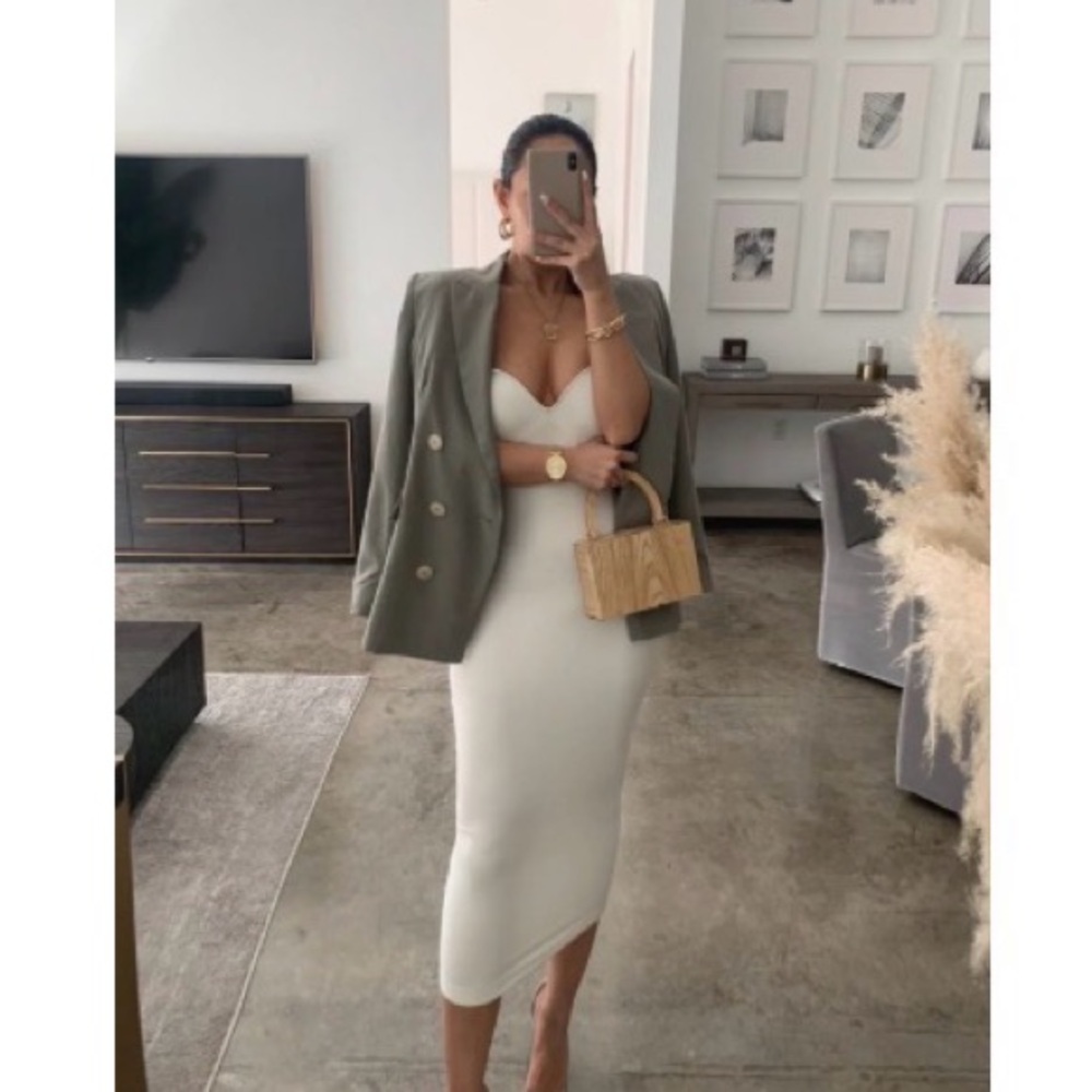 Elegant White Midi Bodycon Dress